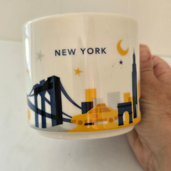 Starbucks You Are Here Coffee Mug Yellow Blue New York City Brooklyn Bridge 2014 - Picture 3 of 9
